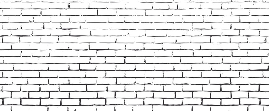 Black and white outline brick wall texture