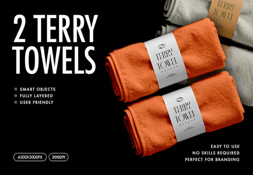 Rolled Towels Mockup &ndash; with Paper Band Branding Presentation (PSD)