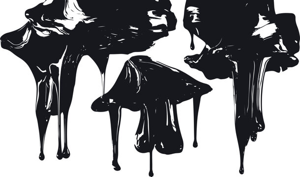 Black dripping liquid slime melt shapes
