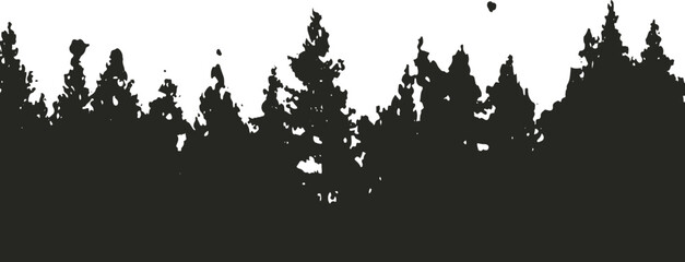 Dense pine forest coniferous treeline nature silhouette © miht3325