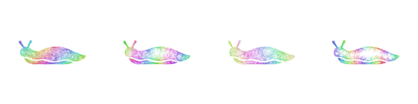 Rainbow color sketch slug icon design set