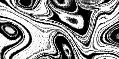 Black And White Fluid Waves A Dotted Vector Illustration © Bipul