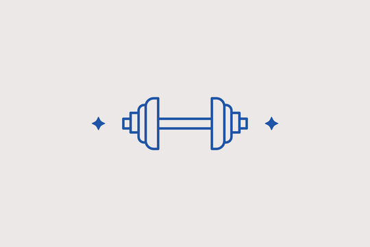Heavy iron bodybuilding barbell line icon for weightlifting for physical strength training. Practical vector illustration for muscle building gym equipment, powerlifting checkouts, sports platforms.