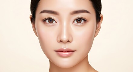 Fototapeta premium Portrait of a young asian woman with flawless glowing skin
