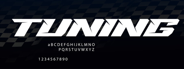 Tuning Racing Font Alphabet — Custom Motorsport Display Typeface Inspired by Performance Upgrades © Hasan