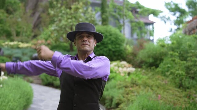 Dancing with Castanets. Authentic spanish man dancing flamenco