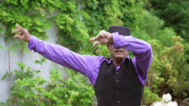 Flamenco male dance. Passionate movements of the hands and body
