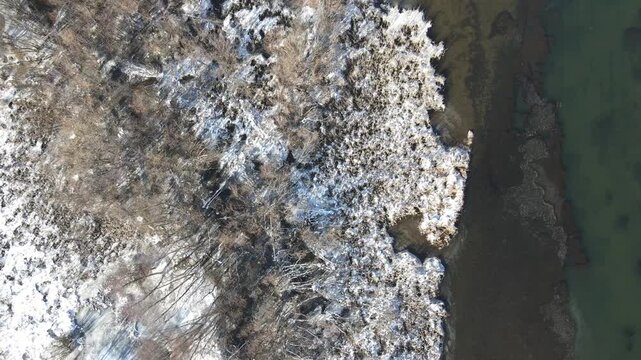 Aerial winter view of Pancharevo lake, Sofia city Region, Bulgaria