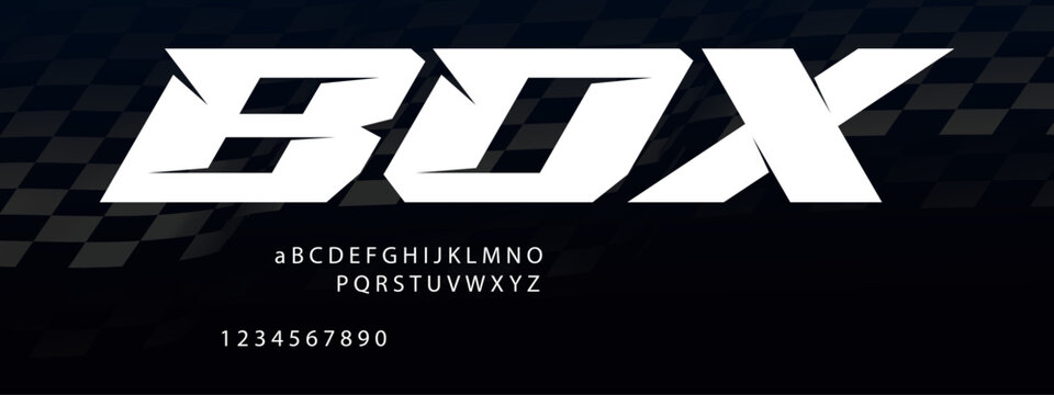 Box Garage Racing Font Alphabet &mdash; Industrial Motorsport Display Typeface Inspired by Pit Crew Workshops