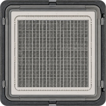 Vintage microfiche film card in protective case isolated on transparent background