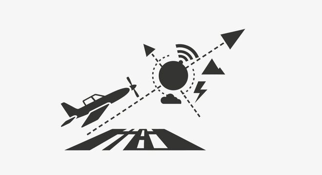 Aviation flight navigation and air traffic control communication icon.