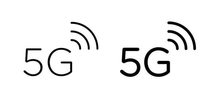 
5G icon in outline and solid style, isolated on white background. Perfect for next generation network, high speed connectivity, and wireless technology features in mobile and web design