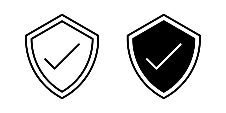 Antivirus icon in outline and solid style, isolated on white background. Ideal for cybersecurity, malware protection, and system defense features in mobile and web design
