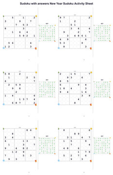 Sudoku with Answers New Year Sudoku Activity Sheet