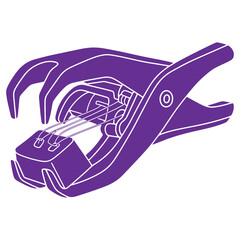 Clamp holding electrical plug and wire in purple graphic illustration style isolated on transparent background © MOHAMMAD HANIF