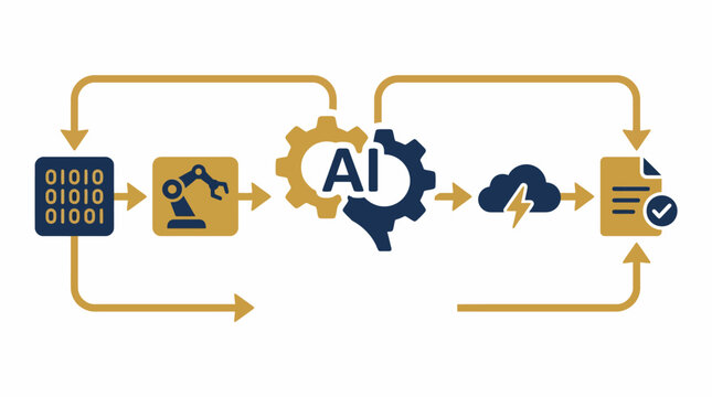 The integration of artificial intelligence with automation and data processing.
