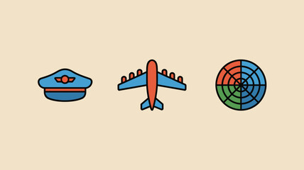 Airplane Pilot Captain Hat And Aviation Navigation Control For Travel Transportation Concepts © Momina