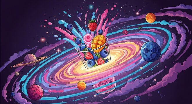 Vibrant Colorful Galaxy Space Illustration Art.