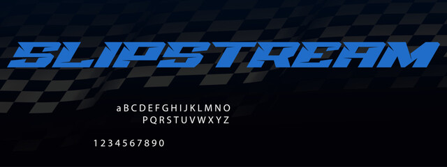 Slipstream Racing Font Alphabet — Aerodynamic Motorsport Display Typeface Inspired by Drafting Speed © Hasan