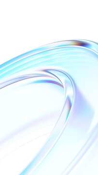 Abstract clean glass shape, vertical 3d render