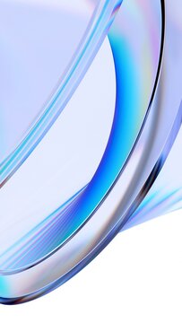 Abstract curved glass shape, vertical 3d render