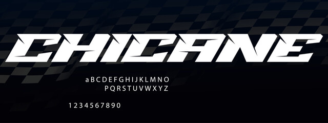 Chicane Racing Font Alphabet — High‑Speed Motorsport Display Typeface with Sharp Turns © Hasan