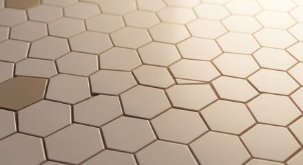 Fototapeta premium Hexagonal beige tiles background pattern