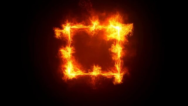 Fiery frame transformation: dynamic fire animation sequence with intense flame movement