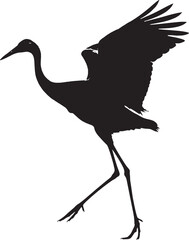 Obraz premium Silhouette of a crane bird in flight vector art