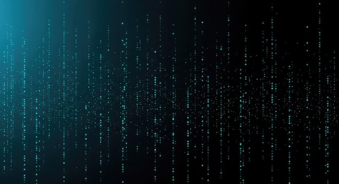 Abstract digital background gradient teal matrix code rain effect for technology and cybersecurity visuals