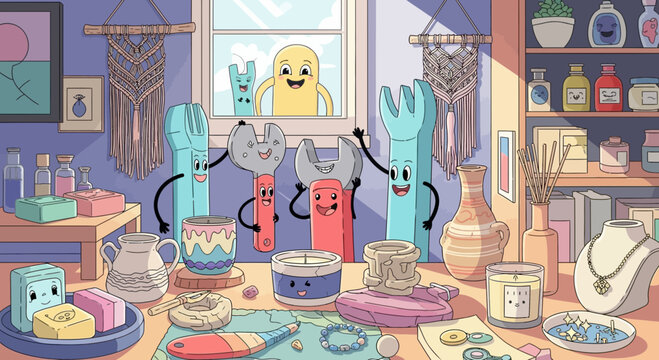 Cute cartoon character tools and home decor items
