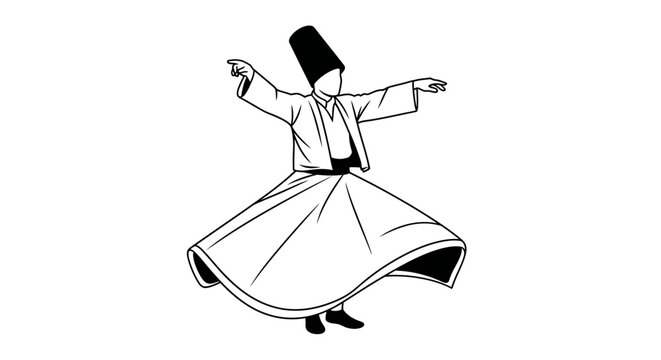Whirling Dervish in Motion Vector Illustration