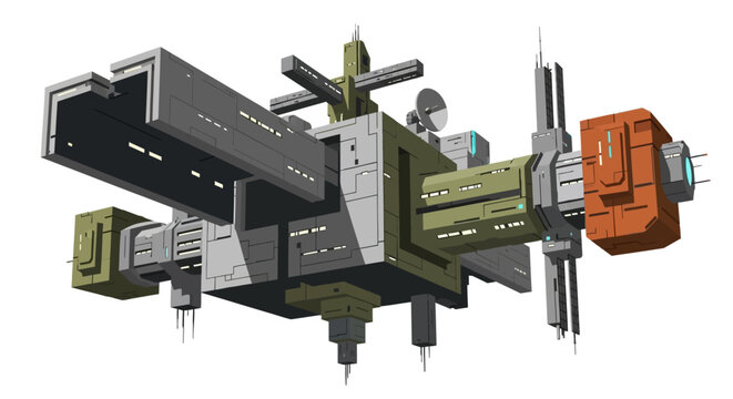 futuristic space station module vector illustration