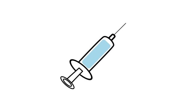 Animated Medical Syringe Dropping Blue Liquid Vaccine Loop