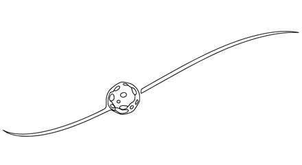 Abstract minimalist line art of a textured sphere on a curved line, isolated on white © Zeyi