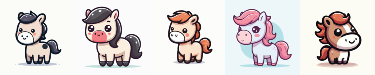 Fototapeta premium cute horse vector in adorable pose
