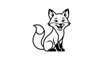 Obraz premium Smiling Cartoon Fox Sitting Down.