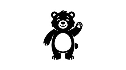 Black bear cartoon standing upright waving. © Mbah