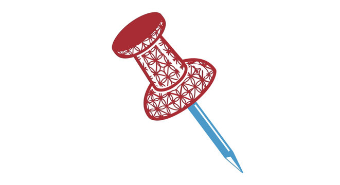 Red decorative pushpin with blue shaft vector illustration