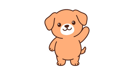 Obraz premium Cute orange puppy waving paw with friendly expression.