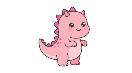 Cute pink baby dinosaur cartoon character on white background. © jas