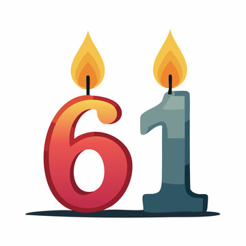 Number 61 Birthday Candles