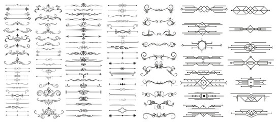 Minimalist Vintage Floral Dividers, Geometric Line Elements and Botanical Leaves Design Collection © Abdur