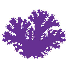 Fototapeta premium Purple coral shape with wavy edges and white outline isolated on white background