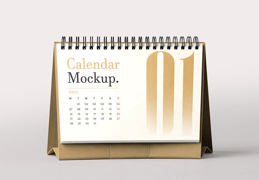 Spiral Desk Calendar Mockup