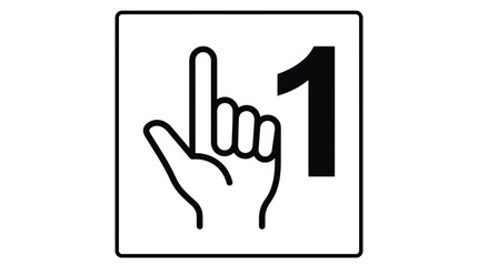 Fototapeta premium Index finger pointing up number one symbol icon.