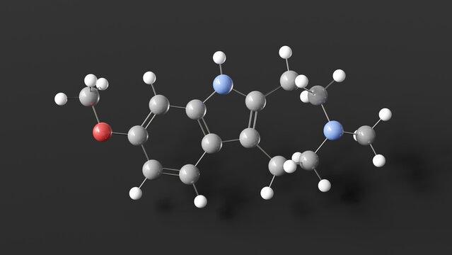 tabernanthalog molecule 3d, molecular structure, ball and stick model, structural chemical formula non-hallucinogenic psychoplastogen