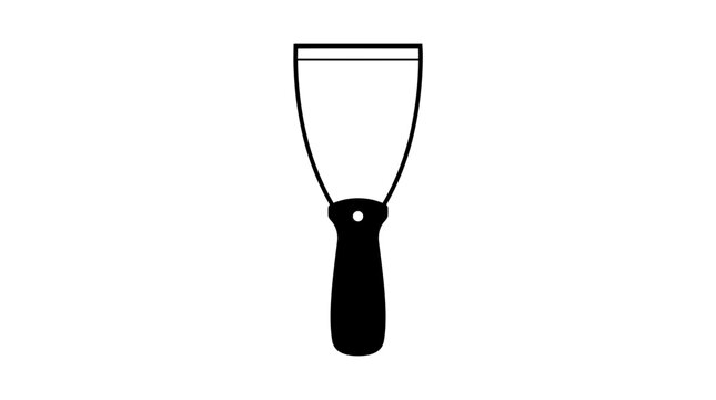Metal putty knife scraper with black handle.