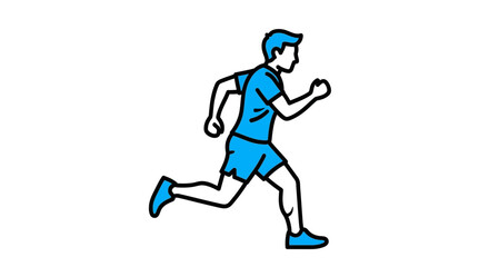 Fototapeta premium Blue Male Runner in Flat Vector Illustration