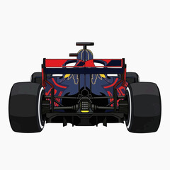 Obraz premium A colorful vector graphic illustration of a racing car from the rear view